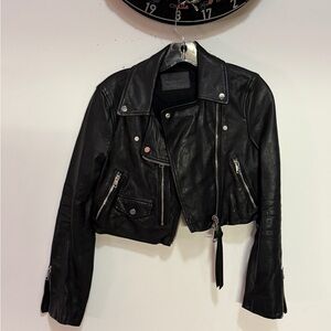 All Saints Black Leather Biker Jacket